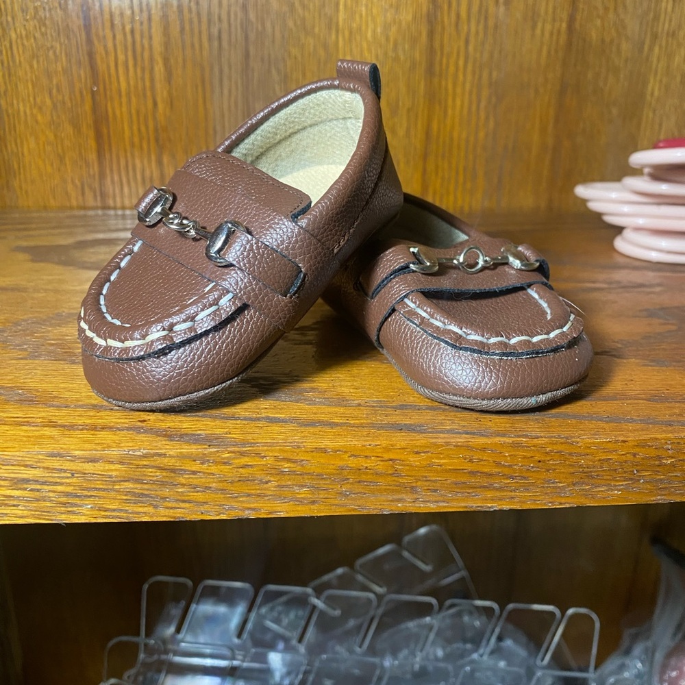 Brown Leather Kids Loafers